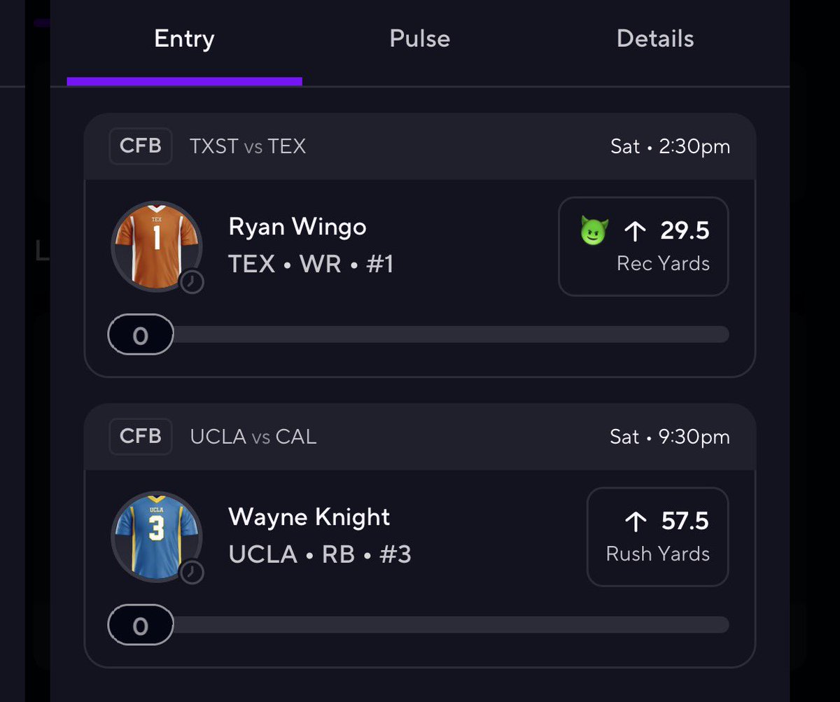 Nico_DFS's tweet photo. Two spots I’m feeling strong on heading into Saturday. 🎯

2-MAN. LET’S CASH. 💰🔥

Data➡️ @pickfinderapp 📊

#PrizePicks #CFB #SportsBetting https://t.co/YEovVA5xeE