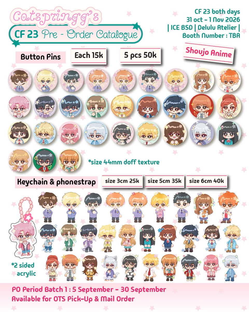 catspringgg's tweet photo. {🔁&amp;💓 are appreciated ⸜(｡˃ ᵕ ˂ )⸝♡}

Catspringg’s PO catalogue is here !   #comifuro23 #cf23 

ꕤ OTS Pickup PO Period 5-30 sept 2026 
ꕤ  💌 Mail Order period 5 sept - 15 Nov 2026 
PO link on threads 🔗 

{1/2}
ꕤ shoujo, frieren, apothecary diaries https://t.co/WHnNjG9aln