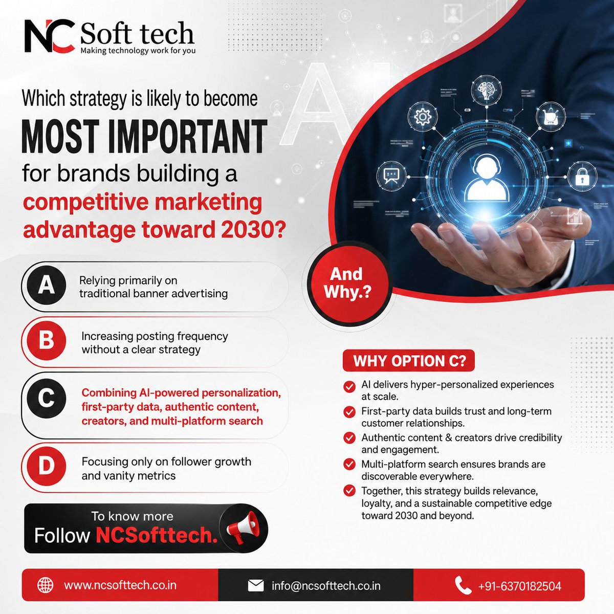 ncsofttech's tweet photo. 🚀 MARKETING ROADMAP TO 2030 — CAN YOU ANSWER THIS? 🧠

Ready to future-proof your marketing strategy?
👉 Think Beyond 2026. Build for 2030.

#NCSofttech #Marketing #DigitalMarketing #MarketingTrends #AI #AIAutomtaion

Website: https://t.co/1desxTAKRp https://t.co/HhdvzBfX82