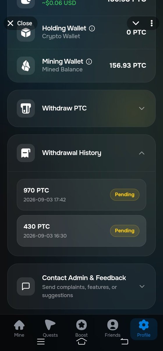 Mdmosarof196451's tweet photo. @ptcminer Withdraw not working for 2 days pending withdrawa it's fake https://t.co/Jzzq48XTGc