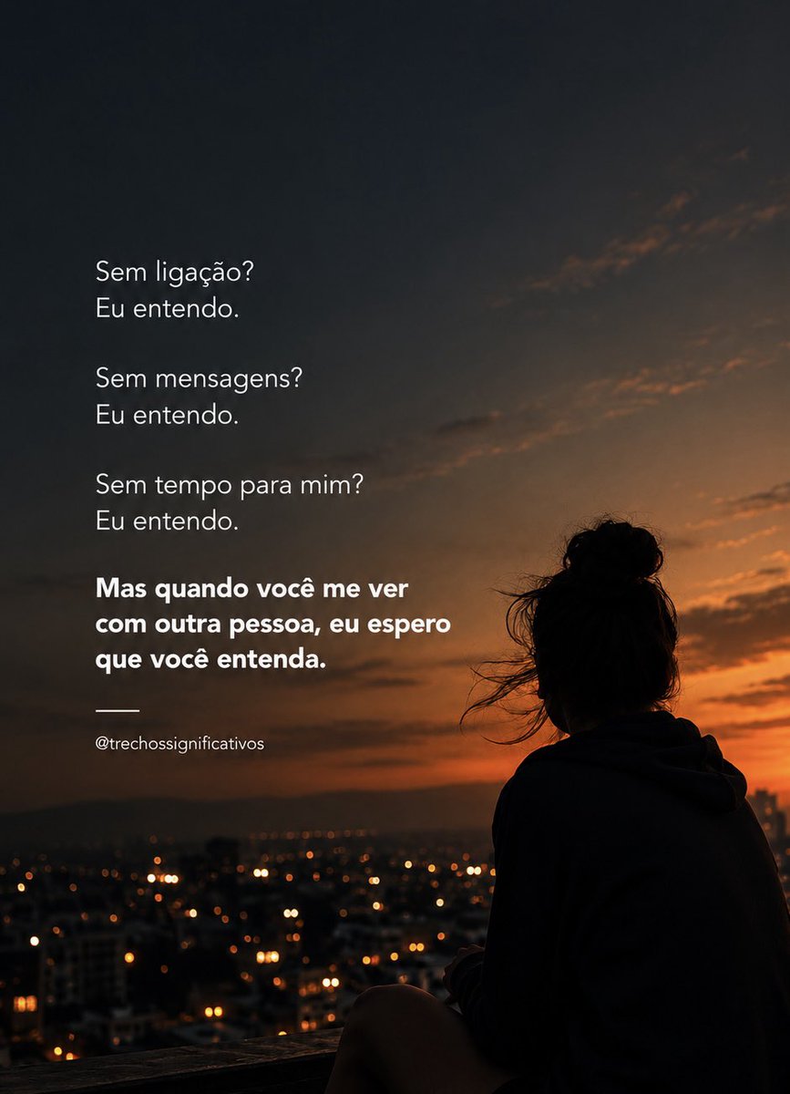 TSignificativos's tweet photo. Sem ligação? Eu entendo. Sem mensagens? Eu entendo. Sem tempo para mim? Eu entendo. Mas quando você me ver com outra pessoa, eu espero que você entenda.
SIGA: @TSignificativos ⬅️
#trechossignificativos #trechos #frases https://t.co/8UGXxcREVr