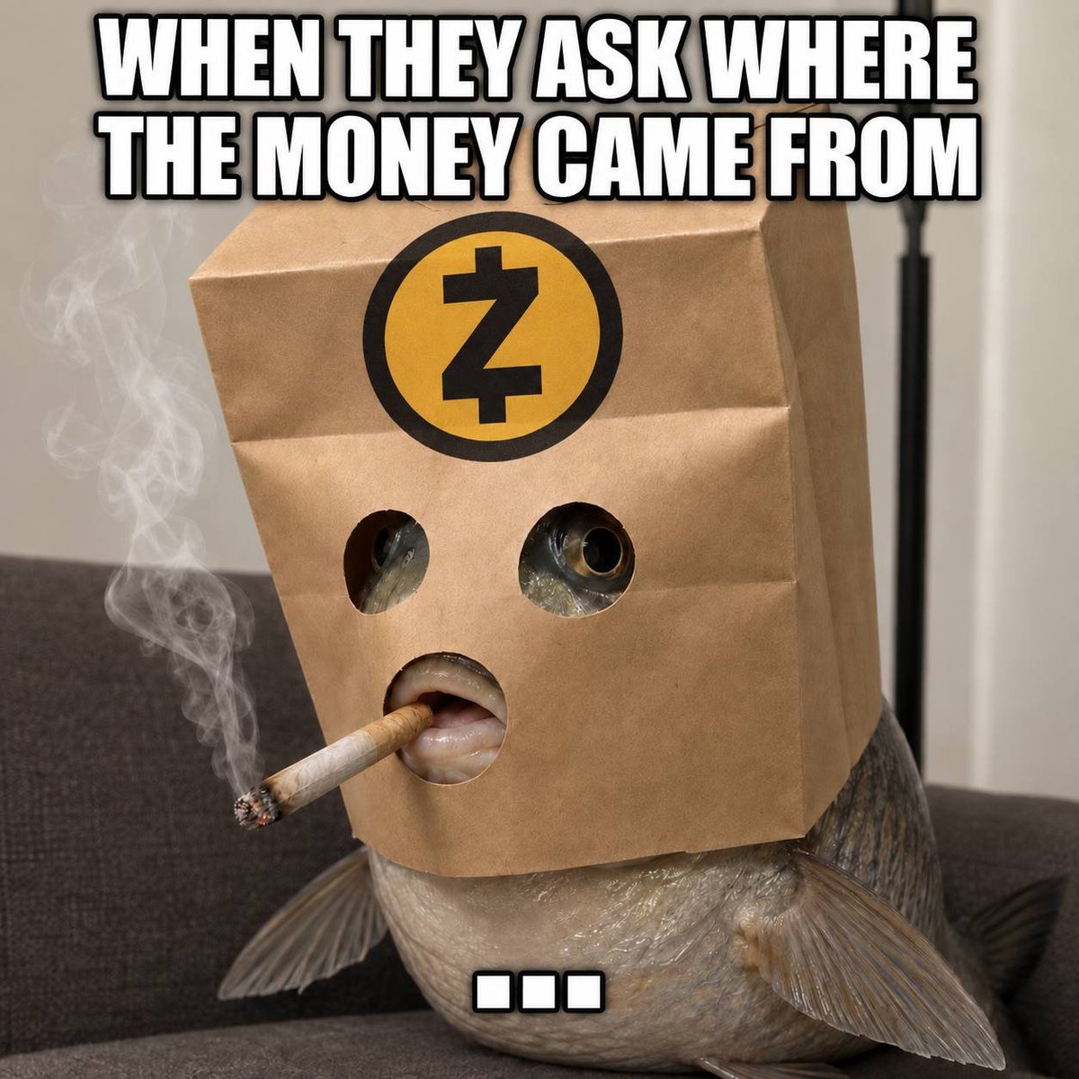 MyFirstRugSol's tweet photo. It's not a $ZCAT and it's not a $ZDOG it's the #AnonymousSmokingFish the first fish to be paired with #ZEC Hold $ZUSHI for $ZEC rewards. 

Ftco1ebhZd5Z53sHcnMkueCpwGd4zXWZbGv5vDfqHPy8 https://t.co/aHkkQiMVGa