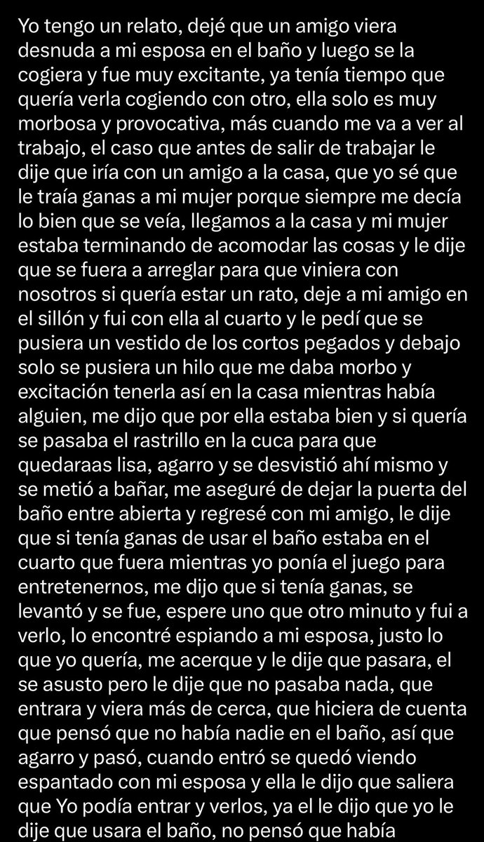 3x_relatos's tweet photo. Deje que mi esposa fuera cogida por mi amigo 🔥

Que buen relato https://t.co/fHvJsbhY7e