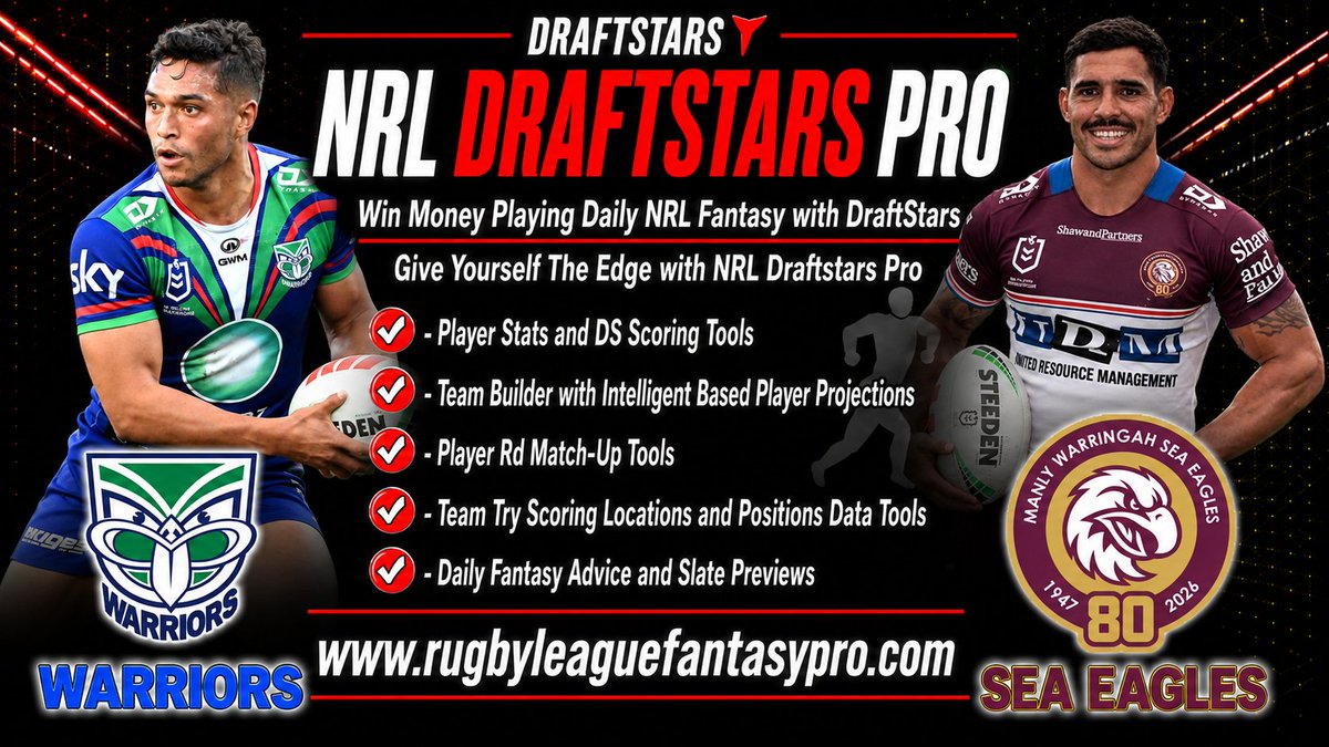 NRLDSPRO's tweet photo. Can't get enough Fantasy/SuperCoach Action?

Win cash playing Daily Fantasy with DraftStars - Give yourself the edge with our DraftStars Pro Platform - Try it FREE for the rest of 2026.

https://t.co/3L3281vRCb
https://t.co/HzfC9D1iSz https://t.co/9Fws1Vp5qQ