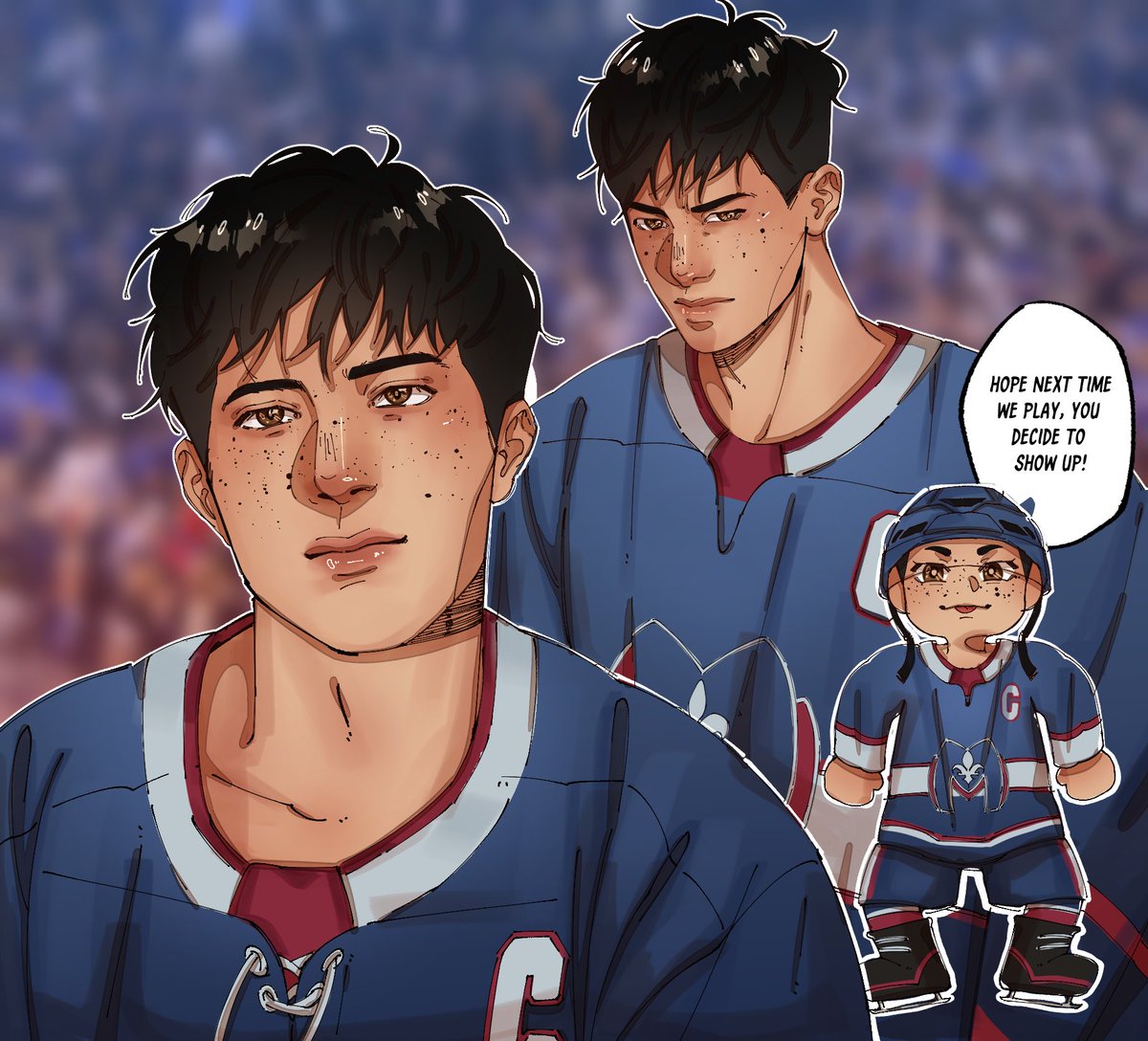 Animrac4's tweet photo. SHANEBUGGGG!!! I wanted to draw more athletic poses but ended up js settling w his cute ass mug 😆 #heatedrivalry #hollanov #fanart #digitalart https://t.co/qgm7xXM3tc