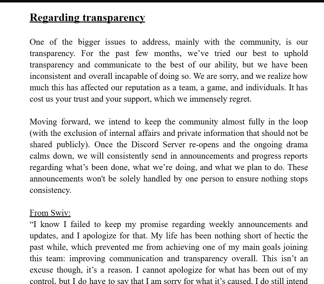 Pixelposting_TW's tweet photo. okey, i only have ONE big problem with this doc, they dont give explanations about the transparency problems, they just (again) say "we sorry about that" atp i guess because some external issues or smt https://t.co/u5sLmAR3Mv