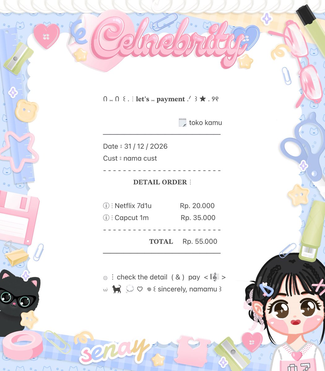 celnebrity's tweet photo. 🛼⭐️ help repost ₊ ׁ !?  thankies 💝 ໒꒱ 

🎀  sena  bawa  4 WORDING RECEIPT PAYMENT ——  𓏮  siap  dijemput  ᰔ  

💌  :  IDR 7.500 

ᥥ ⑅ ᥥ  𓈒 𓈒 ꒰ #zonauang ꒱  𓈒 𓈒 https://t.co/6NG8daRoyp