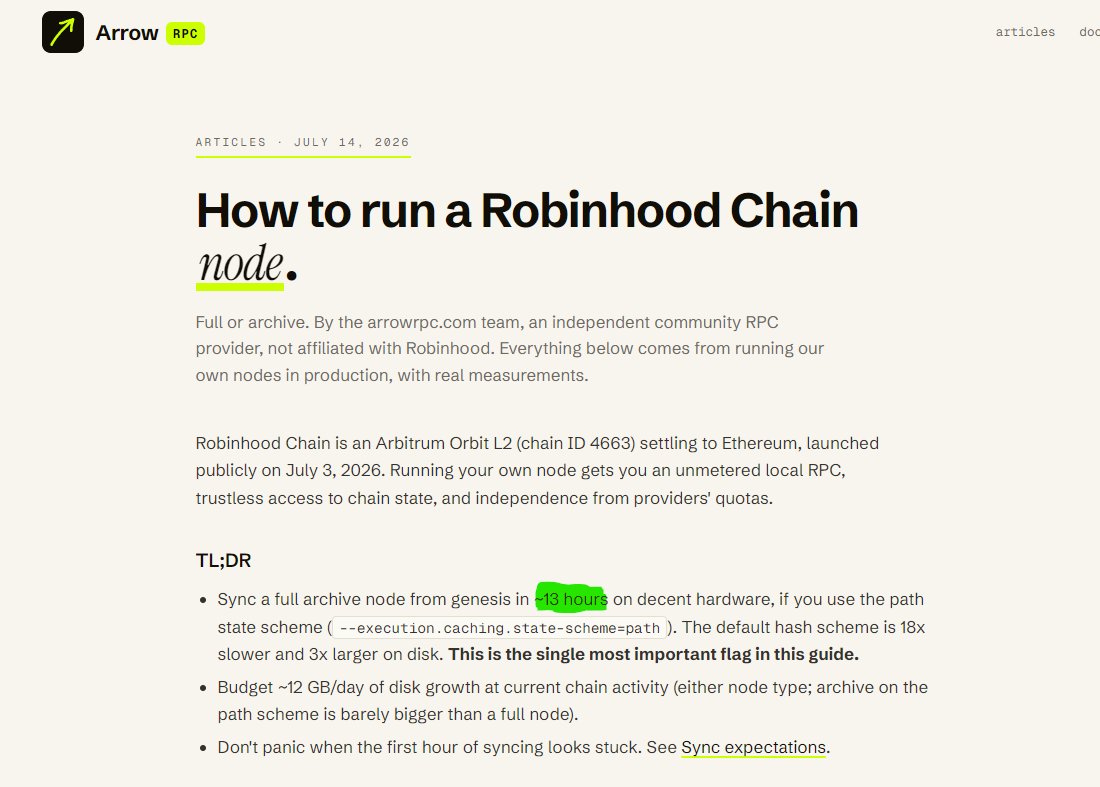 Number13RH's tweet photo. It takes 13 hours to sync a full node from genesis on Robinhood.

Coincidence?
Or by design?

Only the number knows.

13 https://t.co/Gb7hr5fgWC