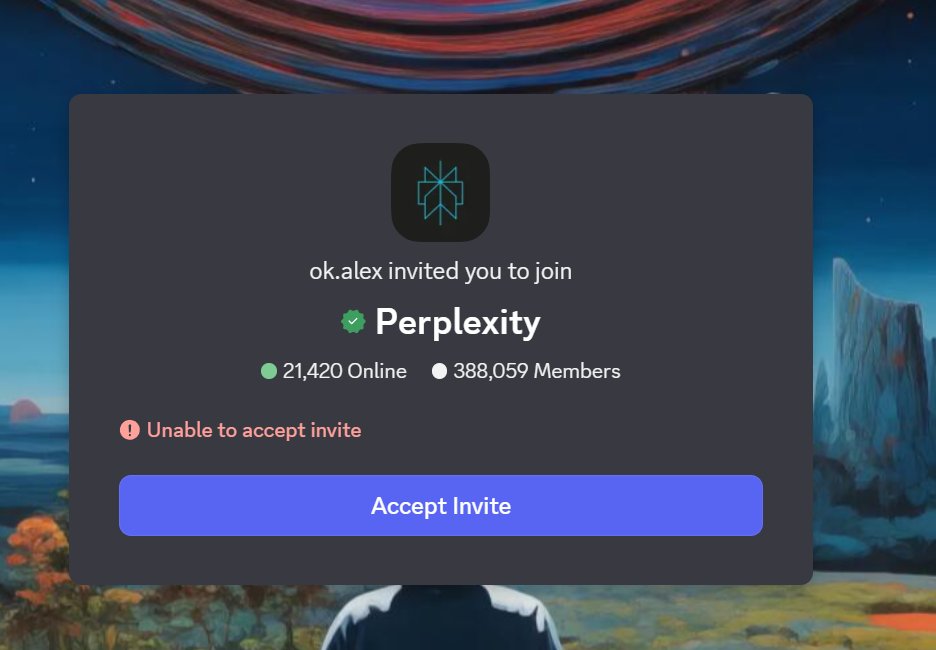 baldrhythms's tweet photo. @perplexity_ai Then the @perplexity_ai ai model told me to join the pro discord server, so I did. I posted a similar message explaining the issue, I provided the screenshot to then be banned from the server. https://t.co/SwQrEUloe3