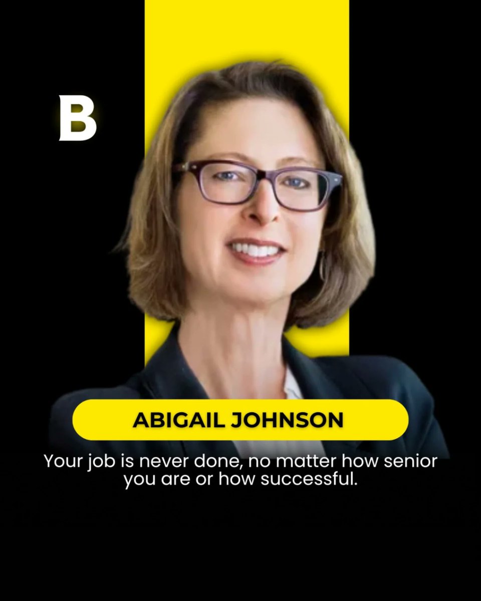 okadax's tweet photo. Abigail Johnson’s philosophy is clear: success doesn’t mean the work stops. No matter how much you achieve, there’s always more to learn, build, and improve. True leaders stay driven and never complacent. https://t.co/ZCmmLpcMr3