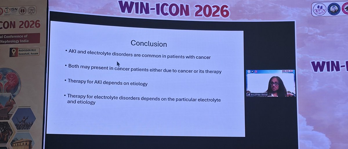 Sandyrvsdav's tweet photo. Came cstraight from the Guwahati airport to the scintillating AKI symposium 
@anushreeshirali took us through a ward rounds of Onconephrology with AKI and Electrolyte chaos. A few snippets from a case discussion on hypomagnesemia in a patient who received Cetuximab👇
#WINICON2026 https://t.co/XkAG9Oq7Yl