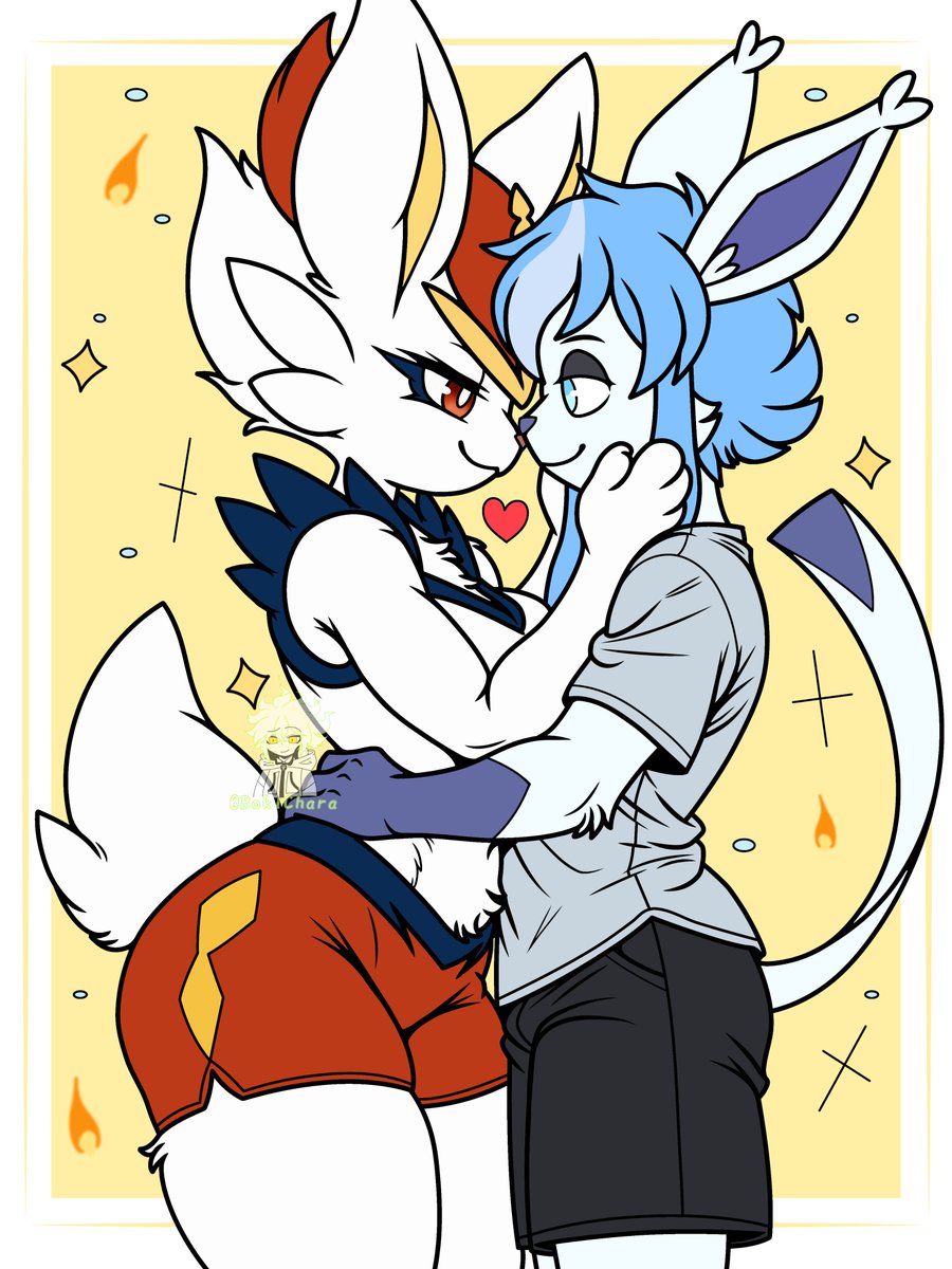 BokiChara's tweet photo. Cold and heat ❄️✨🩵🧡✨🔥
Rabbit and Ice 🧡🔥✨✨❄️🩵  

Small drawing of Jokull with his Bunny 🧡🔥❄️🩵 

#drawing #art #glaceon #Cinderace #Pokemonart #cute #ytal https://t.co/R4hdTgbU3p