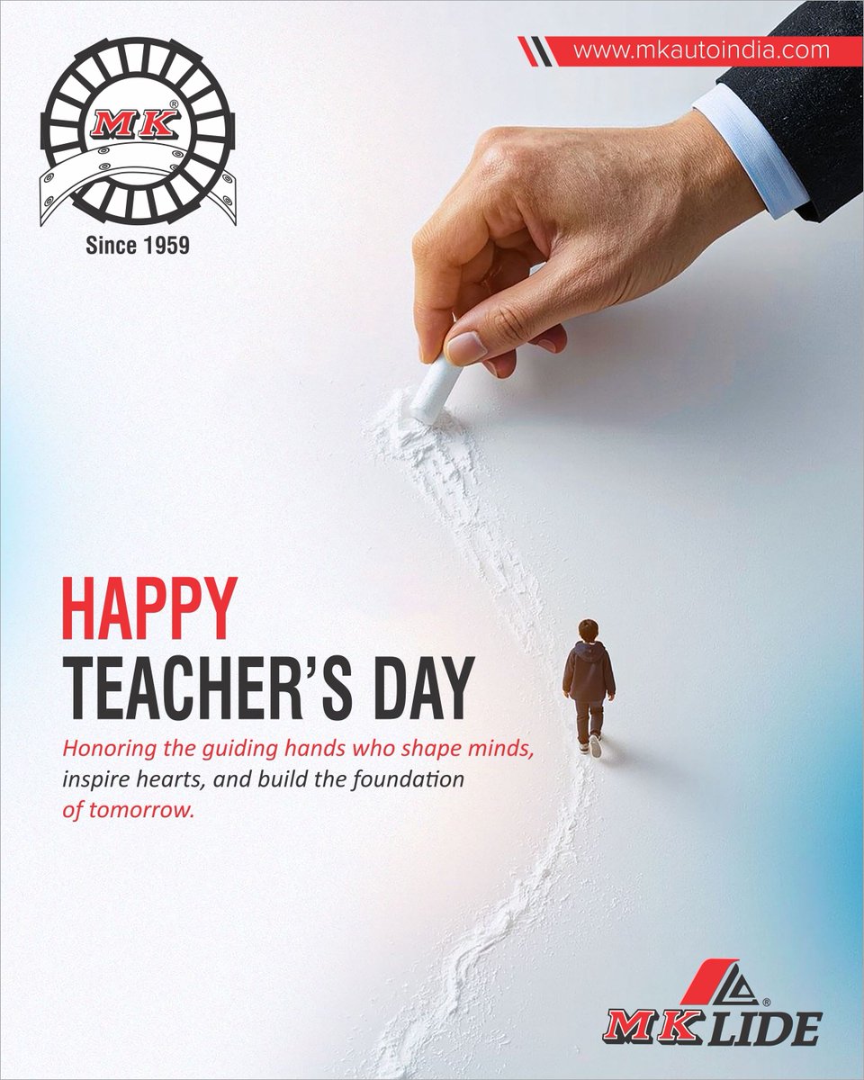 MKAutoIndia's tweet photo. The right guidance can turn a small step into a lifelong journey.
Happy Teachers’ Day! 

#HappyTeachersDay #TeachersDay2026 #TeachersDay #ThankYouTeachers #GuidingHands #ShapingTheFuture #InspiringMinds #MKLIDE #Since1959 https://t.co/KaRFmCe8q9