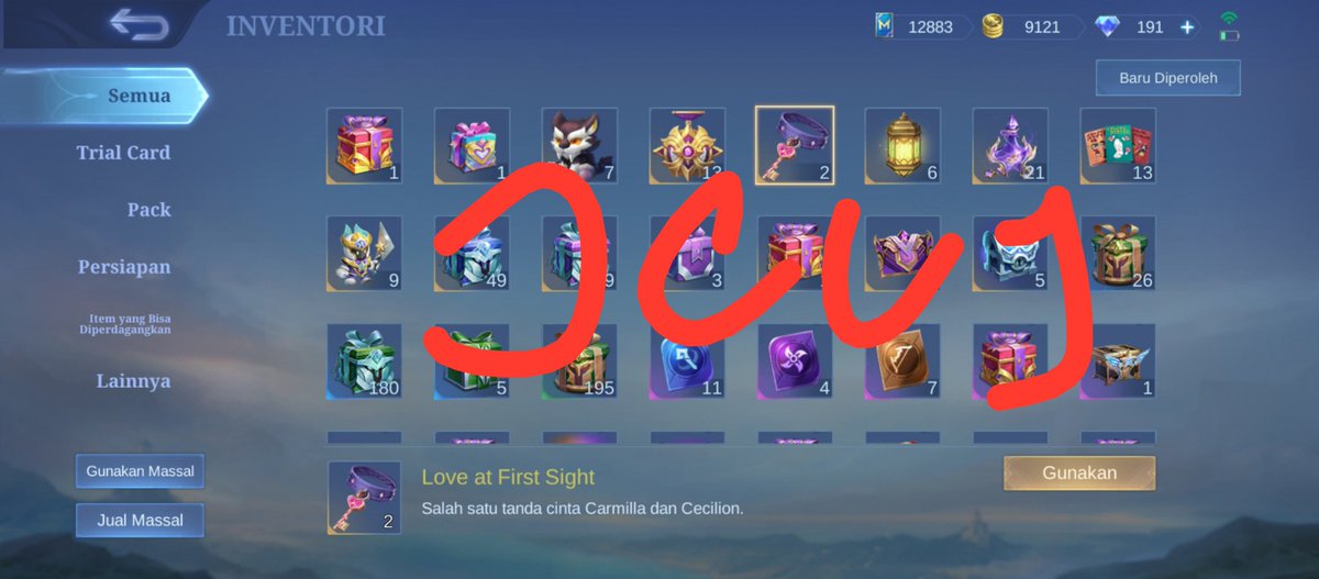 Jejeccys's tweet photo. #wts charisma kunci cecil (Love At First Sight) 50k/each butuh uang banget T__T. poin yang di dapat 24K 🔥 &amp; 200 💎 aku avail rekber yak!! dm segeraaa

#jual #zonauang #mlbb https://t.co/laafoT1gyZ