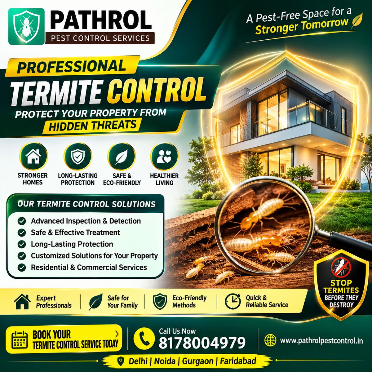 Dharmen87334178's tweet photo. Professional Termite Control by Pathrol Pest Control:
🔎 Advanced Inspection
🛡️ Effective Treatment
🏠 Long-Lasting Protection
🌿 Safe &amp; Eco-Friendly Approach
👨‍🔧 Trained Professionals
🌐 https://t.co/gRrV8TdKS5
Stop Termites Before They Destroy. 🛡️
#Termite #PathrolPestControl https://t.co/yDTYlxCmAt