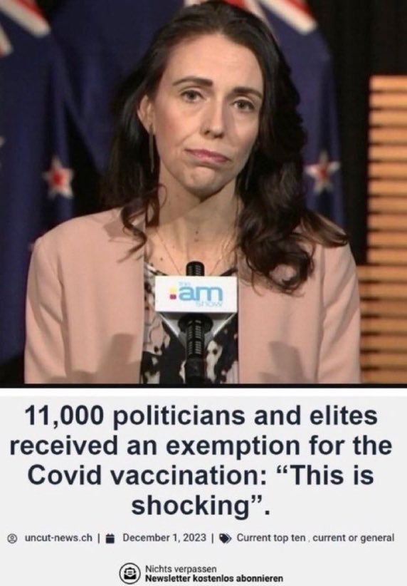 Samuel303261374's tweet photo. PM of New Zealand forced vaccines on her own citizens but she never got it! https://t.co/beKPdKCKbQ