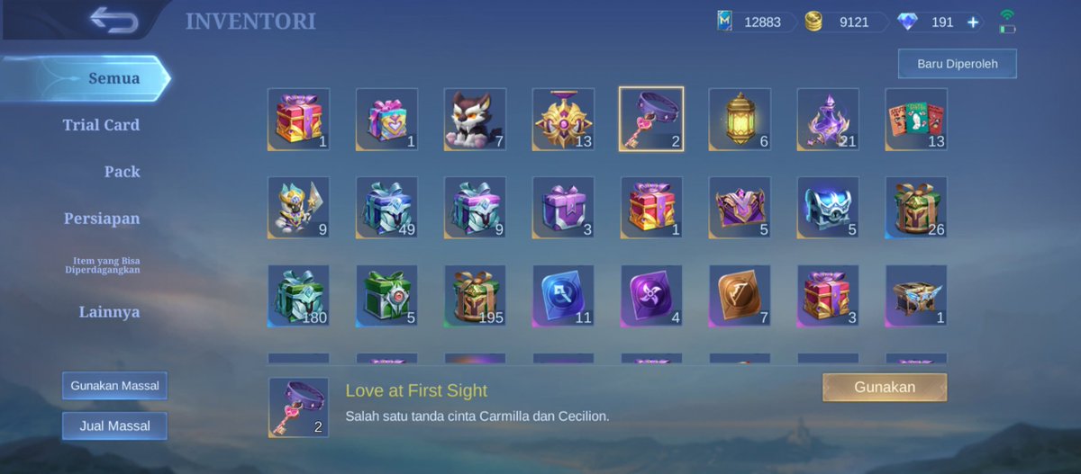 Jejeccys's tweet photo. #wts charisma kunci cecil (Love At First Sight) 70k/each nego tebel BU banget T__T. poin yang di dapat 24K 🔥 &amp; 200 💎 aku avail rekber yak!!

#jual #zonauang #mlbb https://t.co/xpAHCXeHdR