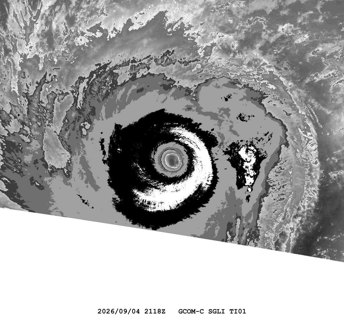 zeb199818's tweet photo. #12E Hurricane #LOWELL
Satellite: #GCOMC #SGLI
Channel :
VNR9 (0.763 µm) / T1 (10.8 µm) 250-m
Time : 2026/09/04 2118Z
Eye Temp : 23.33 °C
Data Source : JAXA G-Portal L1B
CPA : ~50 km https://t.co/YPhaCsUUHt