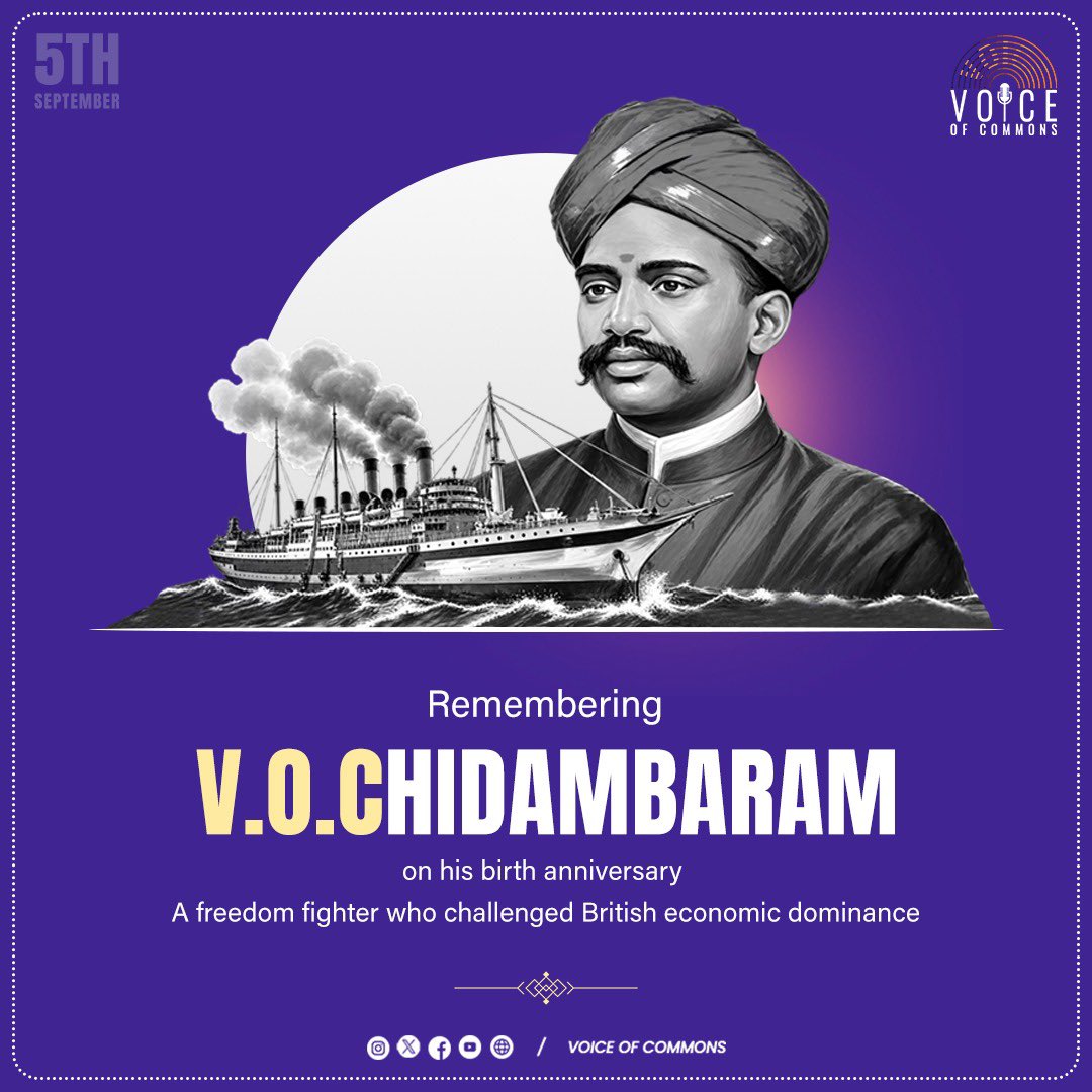 thevocofficial's tweet photo. A symbol of courage, self-reliance, and Tamil pride, the Kappalottiya Tamizhan who dared to dream of an India that could stand on its own.
#VOChidambaram #FreedomFighter #Swadeshi #VoiceOfCommons https://t.co/SCM4uWyrRi