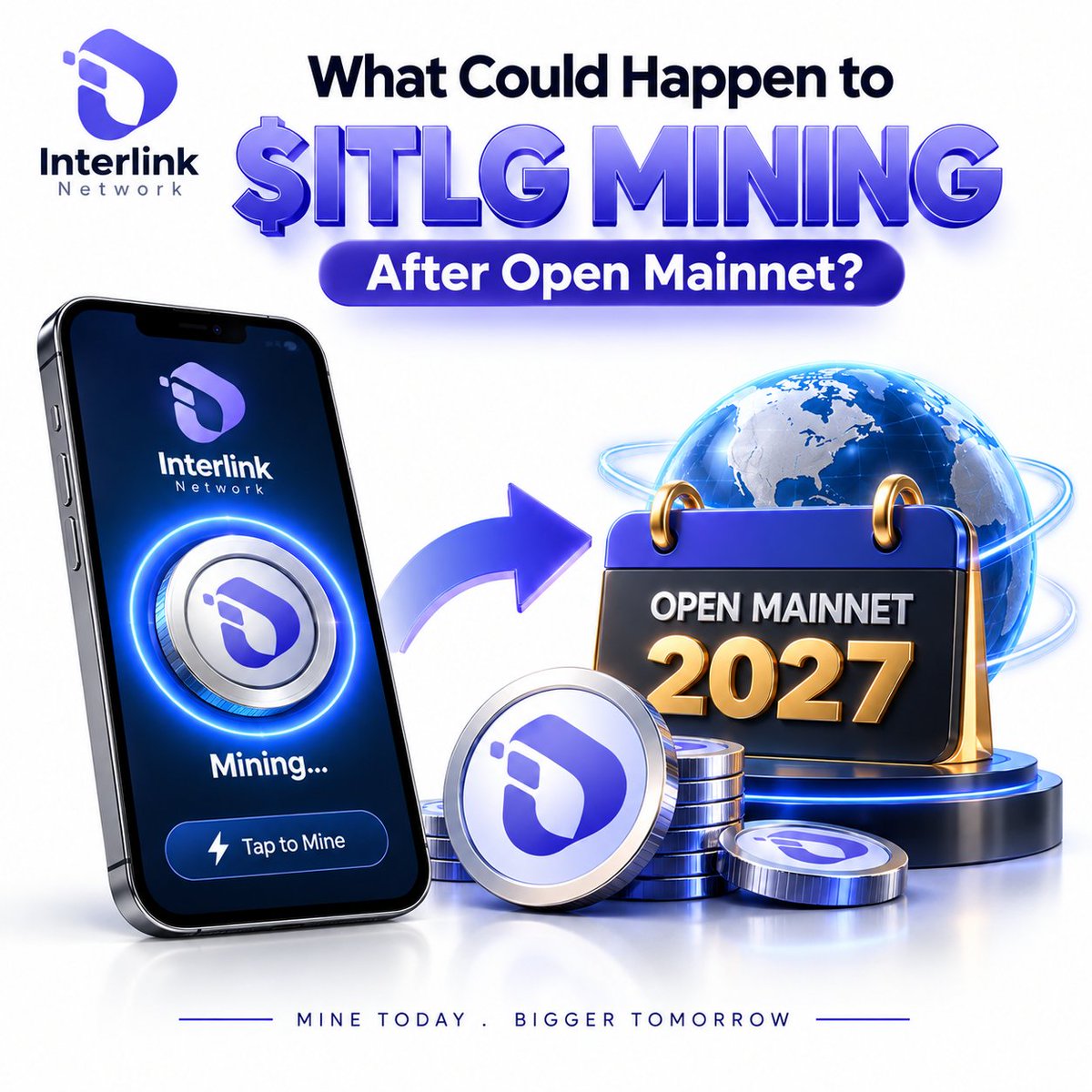 interlinklabsas's tweet photo. What Could Happen to $ITLG Mining After Open Mainnet?

Some community members have been wondering how the halving mechanism and the remaining unmined $ITLG supply may work once Open Mainnet launches in 2027 and mobile mining comes to an end.

As explained previously, the halving process is based on the total amount of $ITLG mined:

🔹 First 30B $ITLG → Halving 1
🔹 Next 15B $ITLG → Halving 2
🔹 Next 7.5B $ITLG → Halving 3
🔹 Next 3.75B $ITLG → Halving 4
🔹 And so on...

Since the halving is connected to the amount of $ITLG that has already been mined, the end of free mobile mining would likely mean that a new earning mechanism will be needed for the remaining supply.

This could potentially include activities such as completing ecosystem tasks, participating as a validator, contributing infrastructure, or other network-related activities.

In other words, after Open Mainnet, earning $ITLG may no longer be as easy as simply tapping a mining button every day.

So, make the most of the current free mobile mining phase while it lasts. Once the network enters its next stage, acquiring additional $ITLG could require more active participation, technical contribution, or even dedicated hardware infrastructure.

The mining phase we have today may not last forever — use the opportunity while it’s available.

#InterLink #ITL #ITLG #ITLX