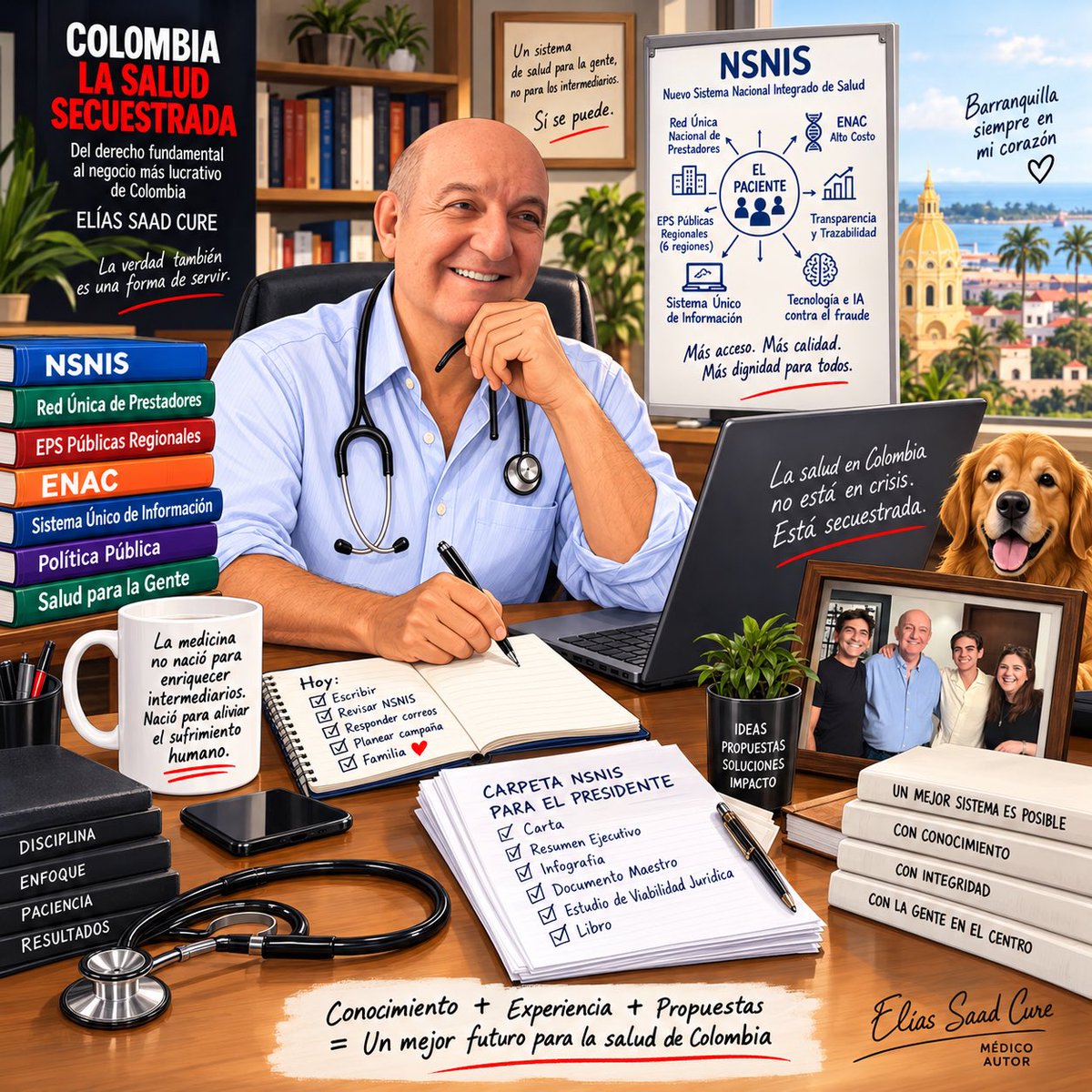 saadcure's tweet photo. Una idea puede comenzar en un escritorio y terminar cambiando un país.

Esta es mi propuesta para la salud de Colombia.

Nuevo Sistema Nacional Integrado de Salud - NSNIS - : un sistema integrado, con el paciente en el centro.

No destruir.
No improvisar.
Reorganizar. Integrar. Transformar.

📖 Colombia: La Salud Secuestrada

La salud en Colombia no está en crisis. Está secuestrada.

#NSNIS #LaSaludSecuestrada #SaludColombia #Colombia #ElíasSaadCure
