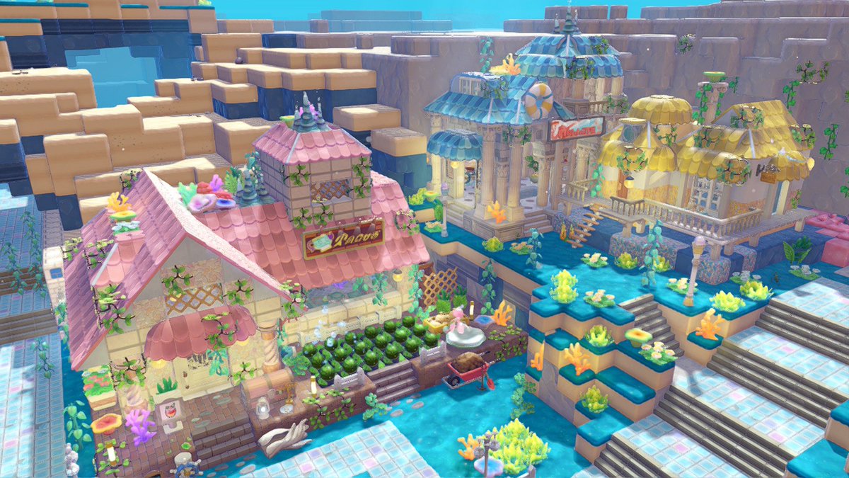ZionRay_Pokemon's tweet photo. 昼はカラフル！

時計台のまわり一旦取っちゃったから殺風景だー💦水草狩りに出かけよう…

 #ぽこポケ  #ぽこあポケモン  #pokopia https://t.co/iU09lrzf33