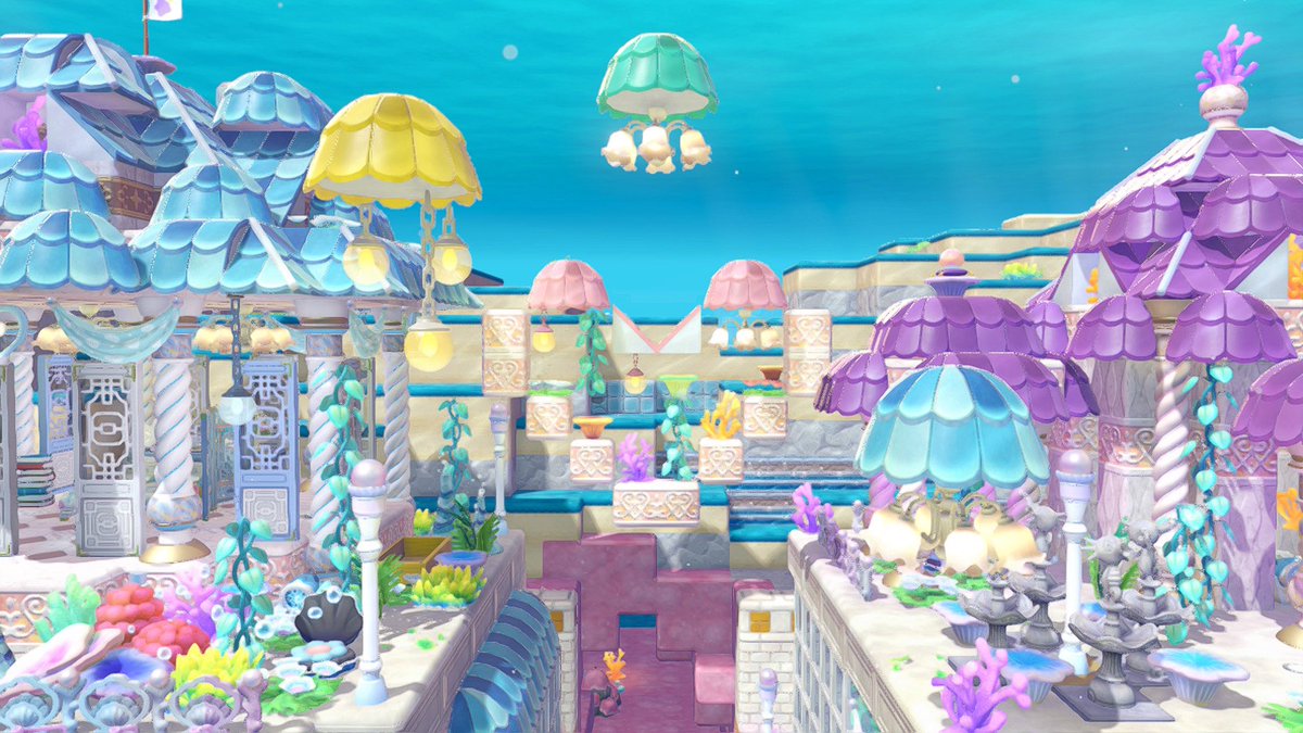 ZionRay_Pokemon's tweet photo. 昼はカラフル！

時計台のまわり一旦取っちゃったから殺風景だー💦水草狩りに出かけよう…

 #ぽこポケ  #ぽこあポケモン  #pokopia https://t.co/iU09lrzf33