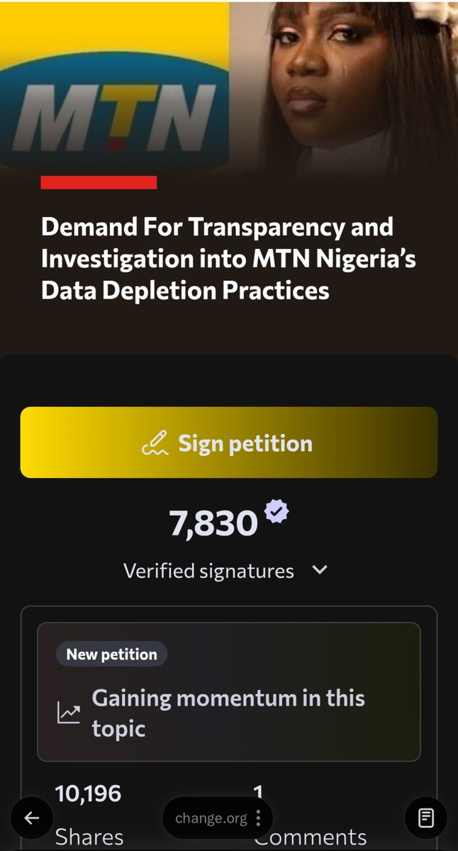 ininghe_'s tweet photo. A nation of professional complainers and part time cowards.
 
Everyday, you people will come on this app to lament that MTN is stealing your data.

Someone finally decides to actually do something about it instead of sitting down to cry like is common with Nigerians.

And all she's asking is for you people to help her sign a petition and provide more evidence that she can use in this fight.

And what do Nigerians do?

They ignore her and act like they're all suddenly too wealthy to care now.

Just 10k signatures, and it's been over 2 days already. Yet over 489k people have seen this tweet.

Tomorrow, you'll wonder why your country is the way it is.

Your leaders already know you're all a bunch of cowards who would rather sit on your hands and complain than demand accountability.

They know you'll never wake up from your sleep and fight for your rights.

Next thing, you'll start tagging Donald Trump to come and save you, like it was your grandfathers that helped them get America to where it is today.

Keep waiting for other people to come and save you, you hear?

Bunch of princesses.