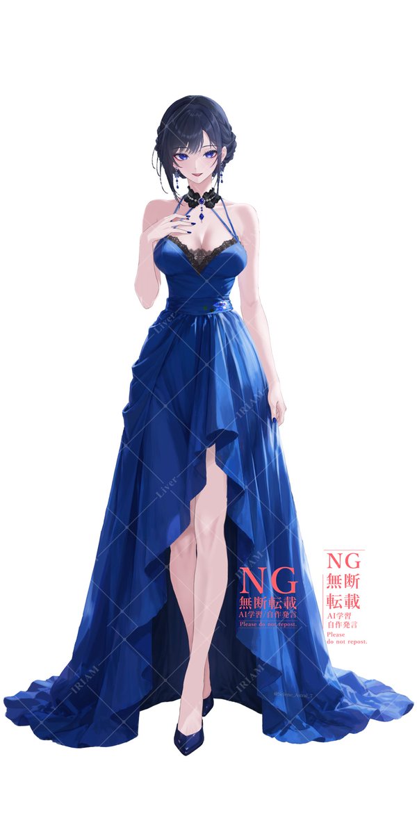 Selene_Astral_7's tweet photo. 【立ち絵制作実績】

霧月 絢葉様（ #_ayaha_k）の立ち絵イラストを
担当させて頂きました！🙌

深いブルーを基調に、華やかさの中にも落ち着いた上品さを感じられるデザインに仕上げました

Live2Dイラスト、モデリング / IRIAM立ち絵 制作対応可能です

#有償依頼 #IRIAM https://t.co/xQX15ygIgX