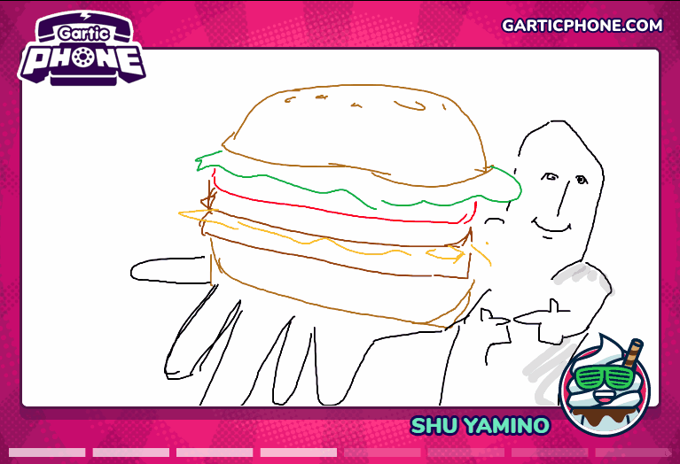 shu_yamino's tweet photo. thanks gartic phone!!!!!!!!!!!!!!!!!!!!

burger for u 🍔🖐️👉👈 https://t.co/rFPHNRdtEV