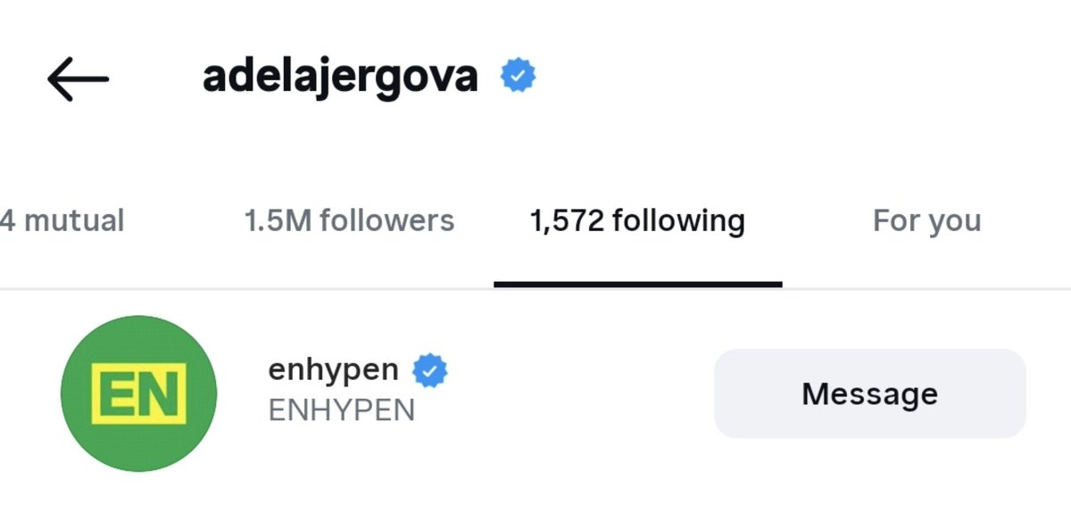 kungyaztel's tweet photo. just found out enha's the only kpop group adela’s following. gonna make ain't in la my streaming filler now 😆 https://t.co/iZHPS3OBst