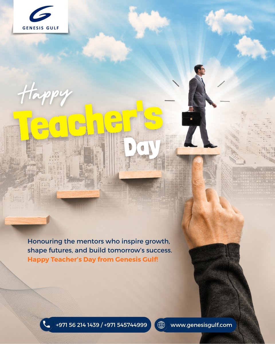 genesisgulf's tweet photo. Celebrating the guiding lights who shape our future! 🌟
Your wisdom builds the steps to success, inspiring growth every day.
Happy Teacher's Day from Genesis Gulf!

#TeachersDay #Mentor #Education https://t.co/Rzk0SNECNf