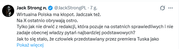 SzJadczak's tweet photo. ZDEMASKOWALIŚMY ŻONĘ ZBIGNIEWA ZIOBRY
⭕️Przy okazji śledztwa dotyczącego powiązań Zbigniewa Ziobry z giełdą Zondacrypto zdobyliśmy dowody, że za kontem @JackStrongPL stoi żona Ziobry Patrycja Kotecka-Ziobro.
⭕️Dowodów dostarczyli nam byli i obecni współpracownicy Ziobry i Koteckiej. 
⭕️Konto założył były pracownik Ministerstwa Sprawiedliwości z czasów PiS i współpracownik Ziobry z Małopolski. 
⭕️Dostęp do niego miało kilka osób. Dziś kontroluje je Patrycja Kotecka-Ziobro. I te żałosne teksty propagandowe zamieszczane na tym koncie to wytwory jej głowy wspierane dość mocno przez AI. 
Trochę wstyd.