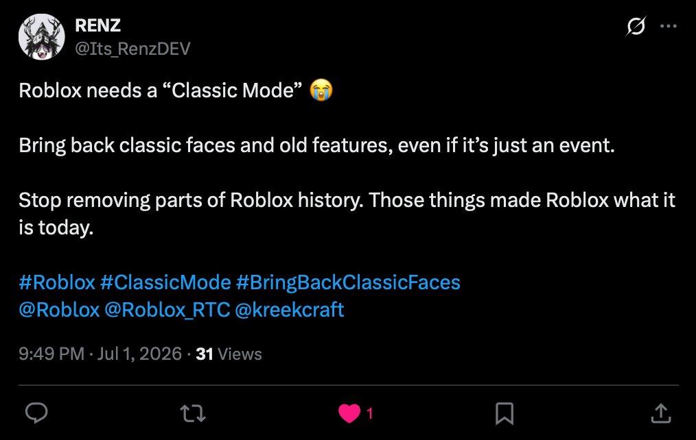 Its_RenzDEV's tweet photo. @Roblox_RTC No way they listen to us https://t.co/4VYX4C5XvF