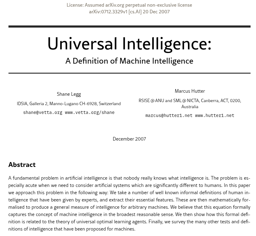 Neutrin0flux's tweet photo. @leecronin 🔖Intelligence =  baseline inputs in dynamic environments generate compound growth over time

'Universal Intelligence: A Definition of Machine Intelligence Shane Legg, Marcus Hutter' https://t.co/EGA9Imi33W https://t.co/RbrymjAC4T