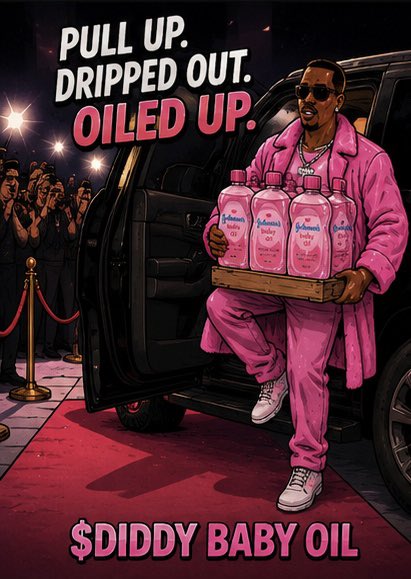 DiddyonRH's tweet photo. $DIDDY just pulled up to @RobinhoodCrypto HQ with a fresh supply of baby oil ready to be tokenised.🧴

TradFi aren’t prepared for the on-chain freak off that’s coming. 🥂 https://t.co/4tPBJAwI3h