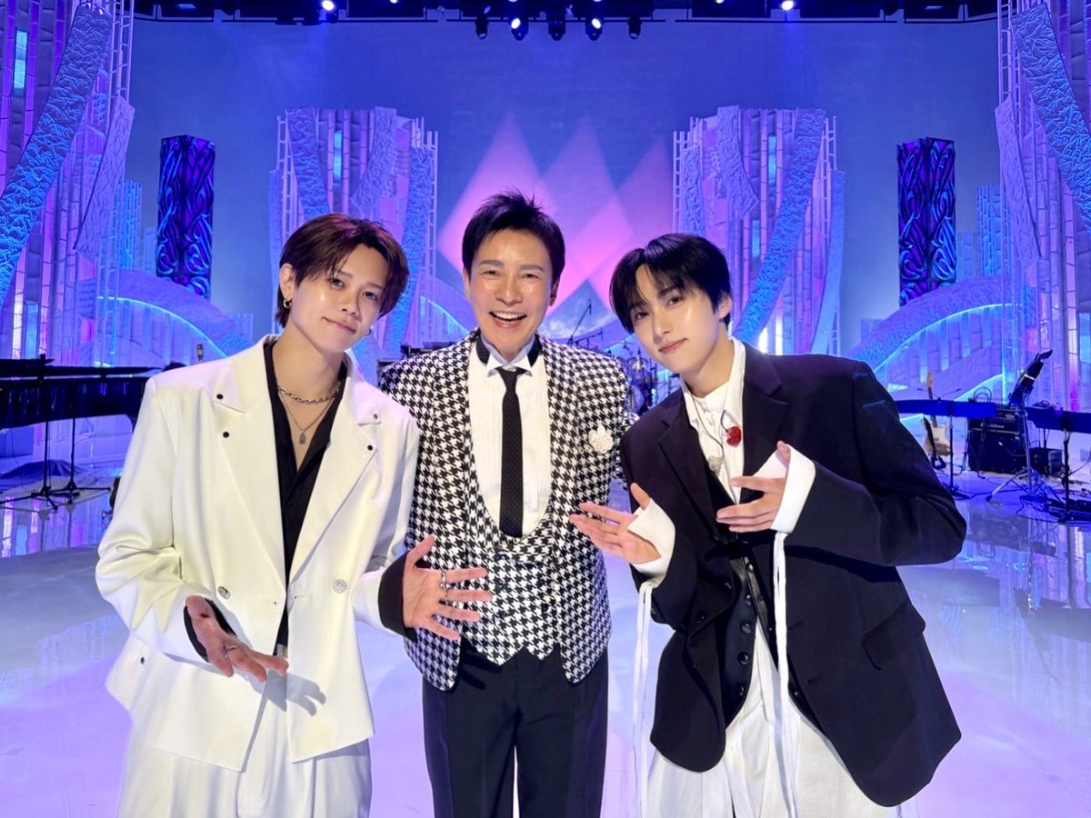 official__INI's tweet photo. [📸] 260905
フジテレビ「#MUSICFAIR」

郷ひろみ (@hiromigostaff) さんの
'言えないよ'をコラボさせていただきました！

ありがとうございました！

@MUSICFAIR_Fuji
#ミュージックフェア
#INI #尾崎匠海 #藤牧京介 https://t.co/lUcD1vEE6q
