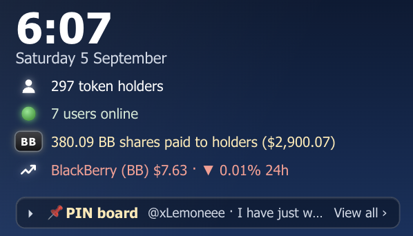 BBMonrh's tweet photo. BBM has been live for two days

-380 $BB shares have been distributed to holders
-297 token holders
-1532 messages in our chatroom

PING!!! https://t.co/LAIfePtIon