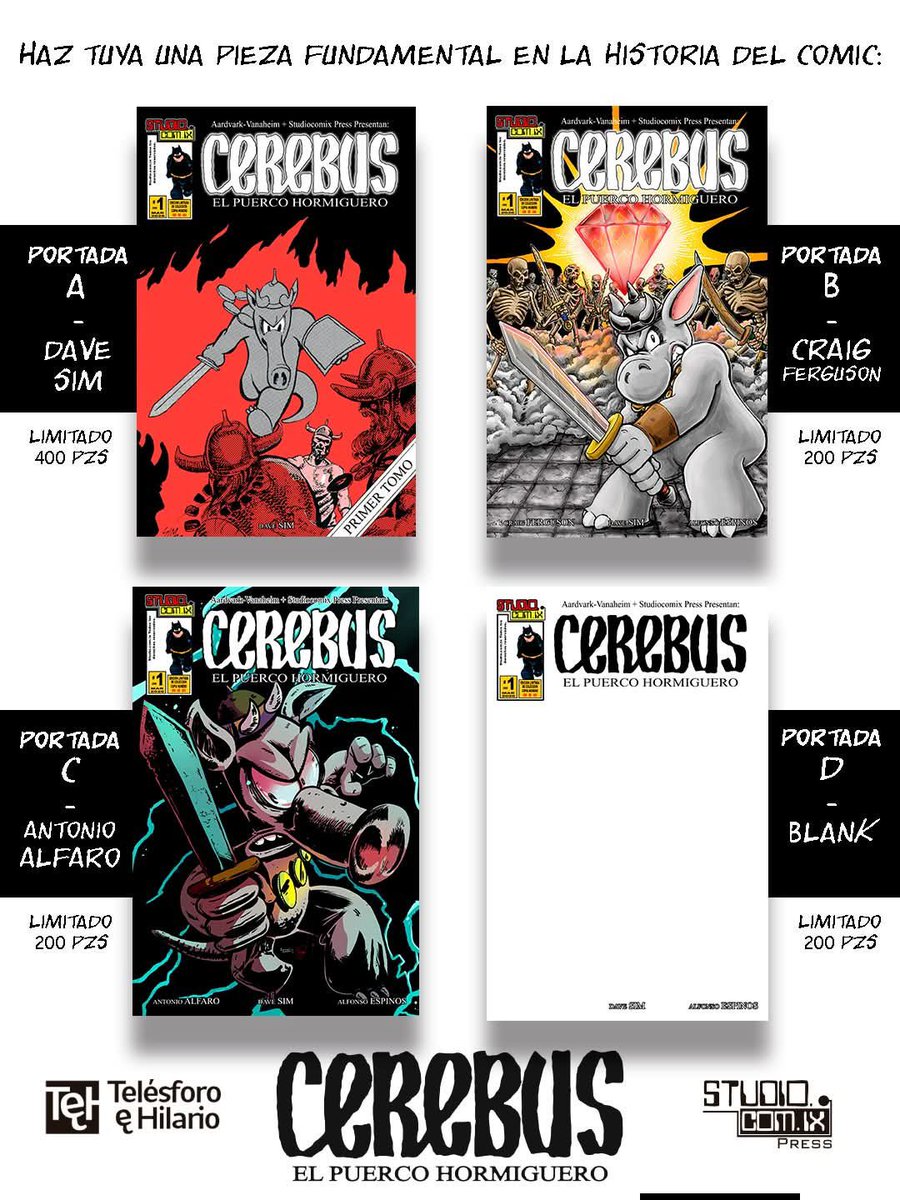Spike_Valentine's tweet photo. El cómic de #DaveSim en el cual colaboré como editor de copy en la adaptación.
Pronto será la presentación para que adquieran su copia de este clásico de los cómics independientes de la industria americana. #Cerebus @studiocomix #TelesforoEHilario https://t.co/i7xVzLjgEY