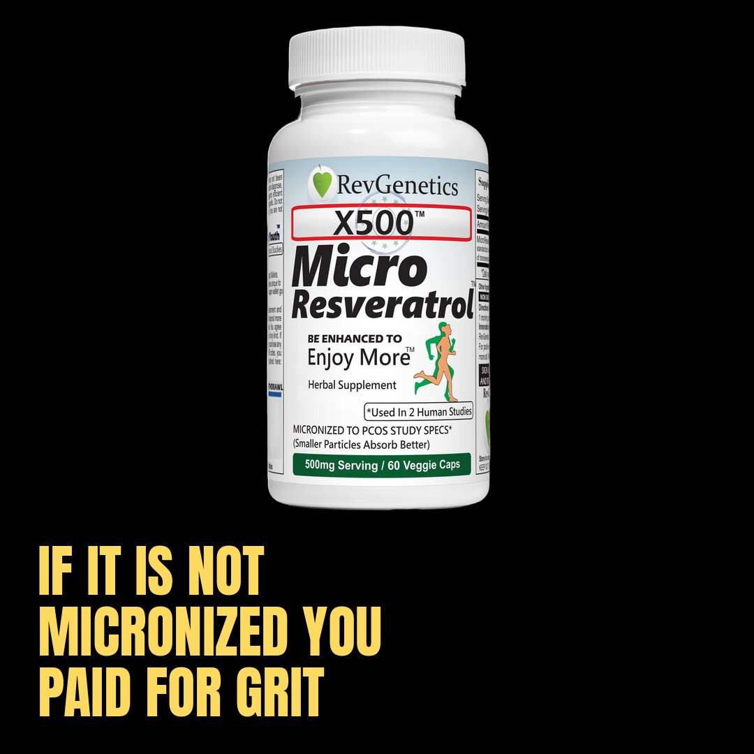 RevGenetics's tweet photo. If it is not micronized, you paid for grit. X500 is micronized: smaller particles, designed to support absorption.
https://t.co/tgsjVQlwep https://t.co/wsSfxhNFps