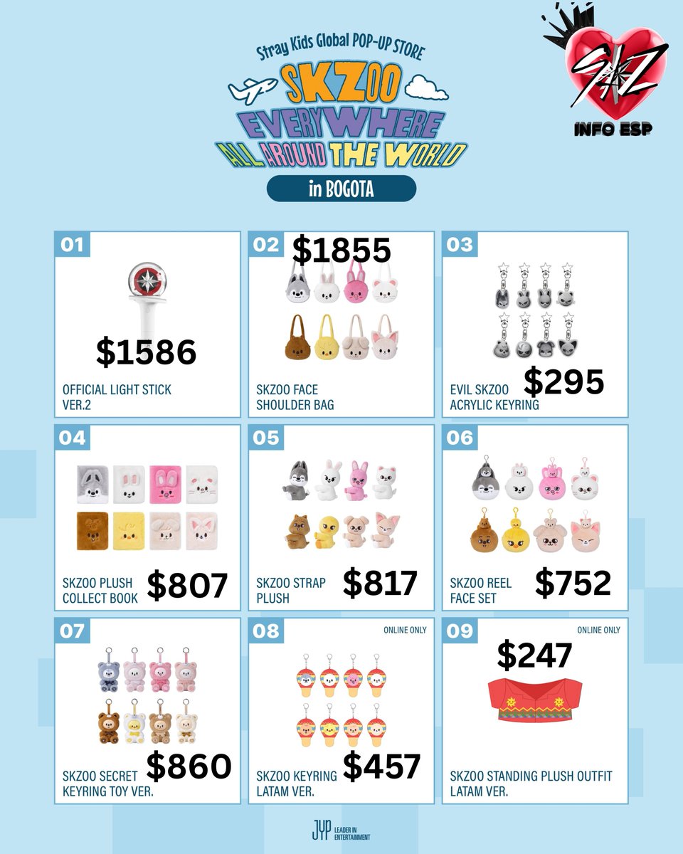 skzinfoespmx's tweet photo. Precios en peso mexicanos de la POP UP SKZOO en COLOMBIA

La diferencia más grande con los precios de Brasil convertidos a mexicanos, fue la Jacket ya que en Colombia aumentó 1400 😶‍🌫️ y en otras cosas como la Lightstick si bajo 500 pesos

Para que en México lo tengan en cuenta https://t.co/v3H9KaU0bH