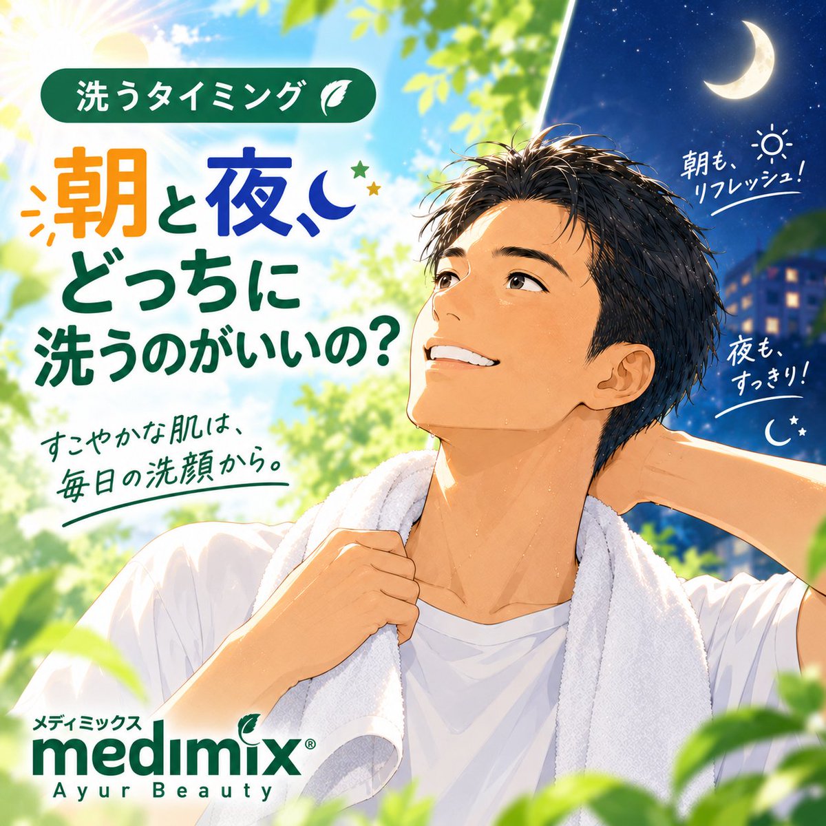 medimix_jp's tweet photo. 【洗うタイミング】
【朝と夜、洗うならどっち?☀️🌙】
朝はすっきり気分を切り替え、夜は1日の汚れをオフ。
生活スタイルに合わせて、心地よいタイミングを選ぶのが◎
#medimix #メディミックス #洗顔 #スキンケア #美容豆知識 https://t.co/ExxwOeZht2