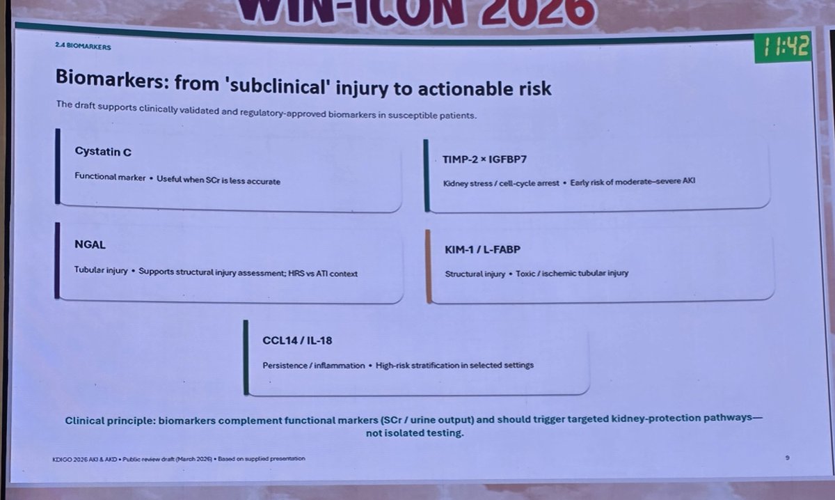 Sandyrvsdav's tweet photo. An important talk by Dr Dibya Singh Shah on AKI to AKD.
➡️ Risk behind before creat rise
➡️ Need for risk stratification tools and reliable biomarkers
#WINICON2026 https://t.co/duje93DkoN