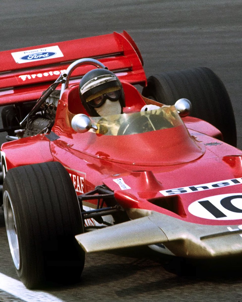 F1History1950's tweet photo. Remembering Jochen Rindt, who died #OnThisDay 5 September 1970, who became the only posthumous Formula 1 World Champion after a fatal crash in his Lotus during practice at Monza, at the approach to the infamous Parabolica corner. Rindt was running a wingless setup to increase straight-line speed when he veered left into a barrier, causing his car to collide head-on with a stanchion. Tragically, Rindt’s simple lap belt caused him to slide underneath and suffer fatal injuries.

His death was the third fatality of the 1970 season, following the losses of Bruce McLaren and Piers Courage in earlier accidents. Later investigations determined that the accident was triggered by a failure of the car’s right front inboard brake shaft. However, they concluded that Rindt’s death resulted from improperly installed crash barriers. Colin Chapman disputed the claim that the broken brake shaft caused the accident, insisting that the shaft only broke upon the wheel’s impact with the barrier.

His good friend and business manager Bernie Ecclestone was one of the first on the scene, leaving with only two sad souvenirs: a battered helmet and a single shoe thrown some distance from the wreckage.

The fatal accident happened near the spot where his boyhood hero Wolfgang von Trips had been killed in 1961. At that time, von Trips was leading the championship, just as Rindt was. But while von Trips was beaten to the title by his Ferrari teammate Phil Hill, Rindt, even after his death, remained the uncontested 1970 Drivers’ World Champion—a title he undeniably deserved.

#f1 #formula1