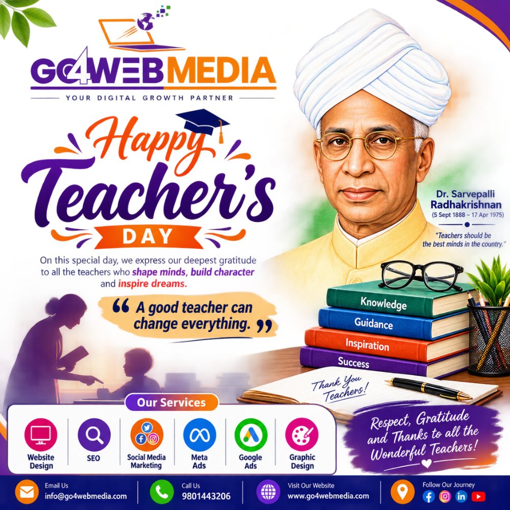 sharmaexpert2's tweet photo. 📚✨ 𝙃𝙖𝙥𝙥𝙮 𝙏𝙚𝙖𝙘𝙝𝙚𝙧’𝙨 𝘿𝙖𝙮! ✨📚
“Teachers don’t just teach—they inspire, guide, and empower us to become the best version of ourselves.

Today, 𝙂𝙊4𝙒𝙀𝘽 𝙈𝙀𝘿𝙄𝘼 celebrates and salutes every teacher who turns knowledge into inspiration and dreams into reality https://t.co/EjTverHYTl