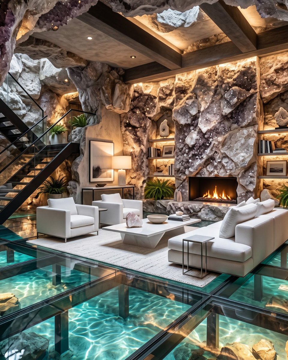 FutureLuxu's tweet photo. Hidden 200ft below the earth in an $80M crystal cave villa. Which angle takes the crown: 1, 2, 3, or 4? 💎 #Architecture #LuxuryHomes #Design https://t.co/veCOpWkJst
