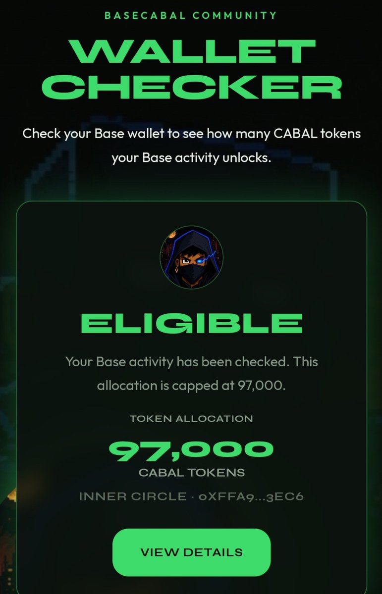 amelieonchain's tweet photo. I am eligible for $Cabal Airdrop 

only for base users @Basecable

go and check yours checker :
https://t.co/ZGvqUkIoqZ

drop comment how many token you got ? https://t.co/9rIurMiLKb