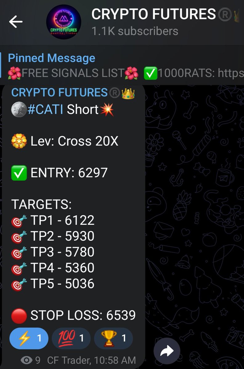 CryptoFutures78's tweet photo. Join TG:👉👉 https://t.co/nG6n1IRoTR

🪙#CATI Short💥

🏵 Lev: Cross 20X

✅ ENTRY: 6297

TARGETS:
🎯 TP1 - 6122
🎯 TP2 - 5930
🎯 TP3 - 5780
🎯 TP4 - 5360
🎯 TP5 - 5036

🔴 STOP LOSS: 6539

#MARSCOIN #4 #DASH https://t.co/j15PkV5nQ7