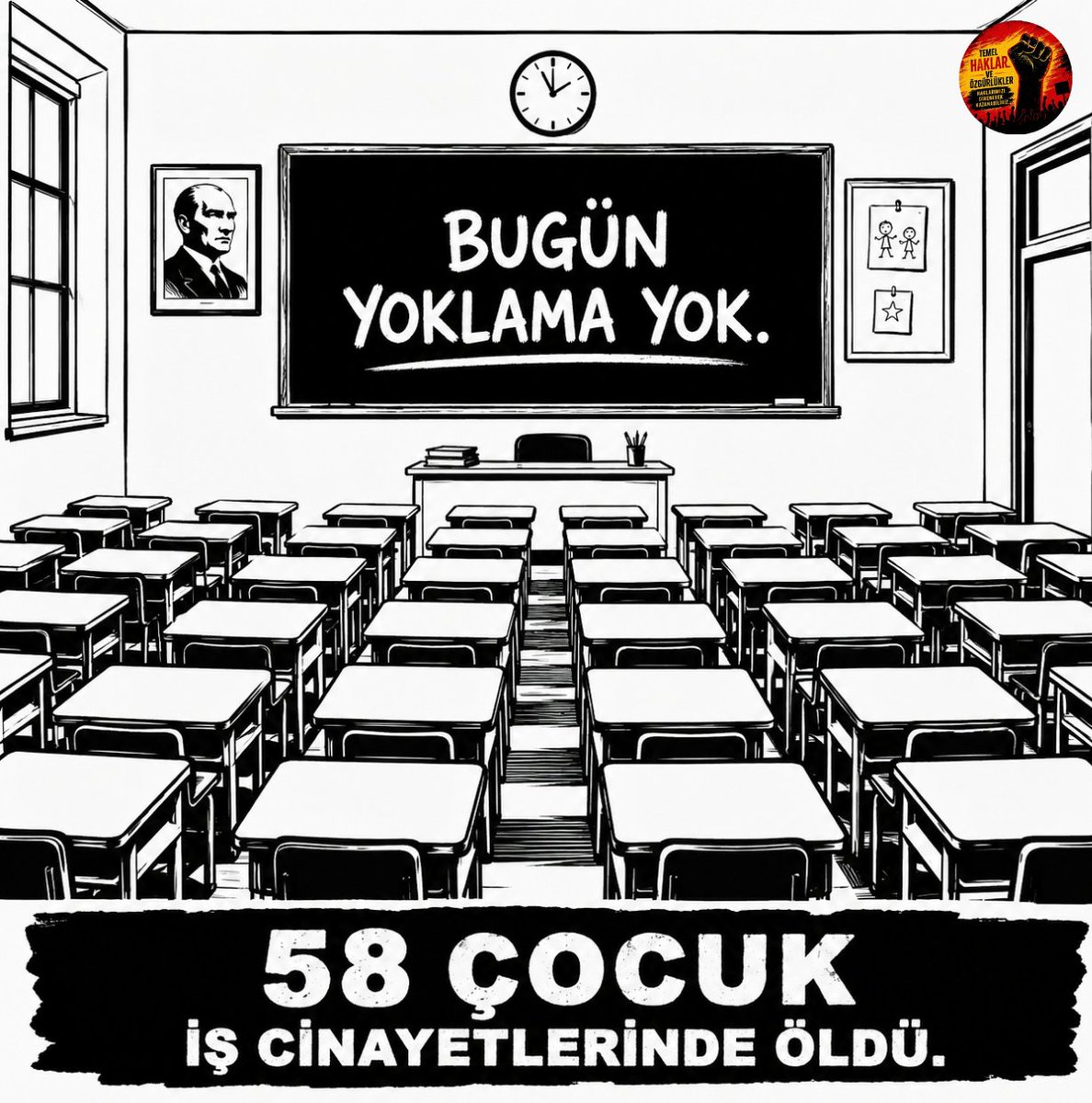 TemelHklrResm3's tweet photo. Temel Haklar ve Özgürlükler Merkezi/Bülteni:

Günün Karikatürü

2026 Yılının İlk 8 Ayında 58 Çocuk İşçi
İş Cinayetlerinde Katledildi...

Patronların kasaları her geçen gün ucuz emek gücünden sebep dolup taşarken
MEB bakanı marifeti ile okul sıraları boşalıyor.

ADALET İSTİYORUZ https://t.co/2DWFQCO7bn