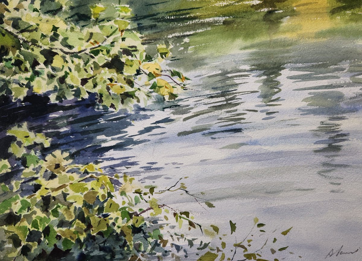 akemisuisai's tweet photo. 暑くて野外スケッチに行けない夏の間、教室で描いたデモです。
水辺の風景ばかり描きました。
#透明水彩 #風景画 #watercolor #sketch #reflection https://t.co/GBm0w59c7a